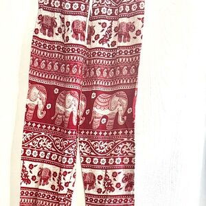 Red Elephant Print Jogger Pants